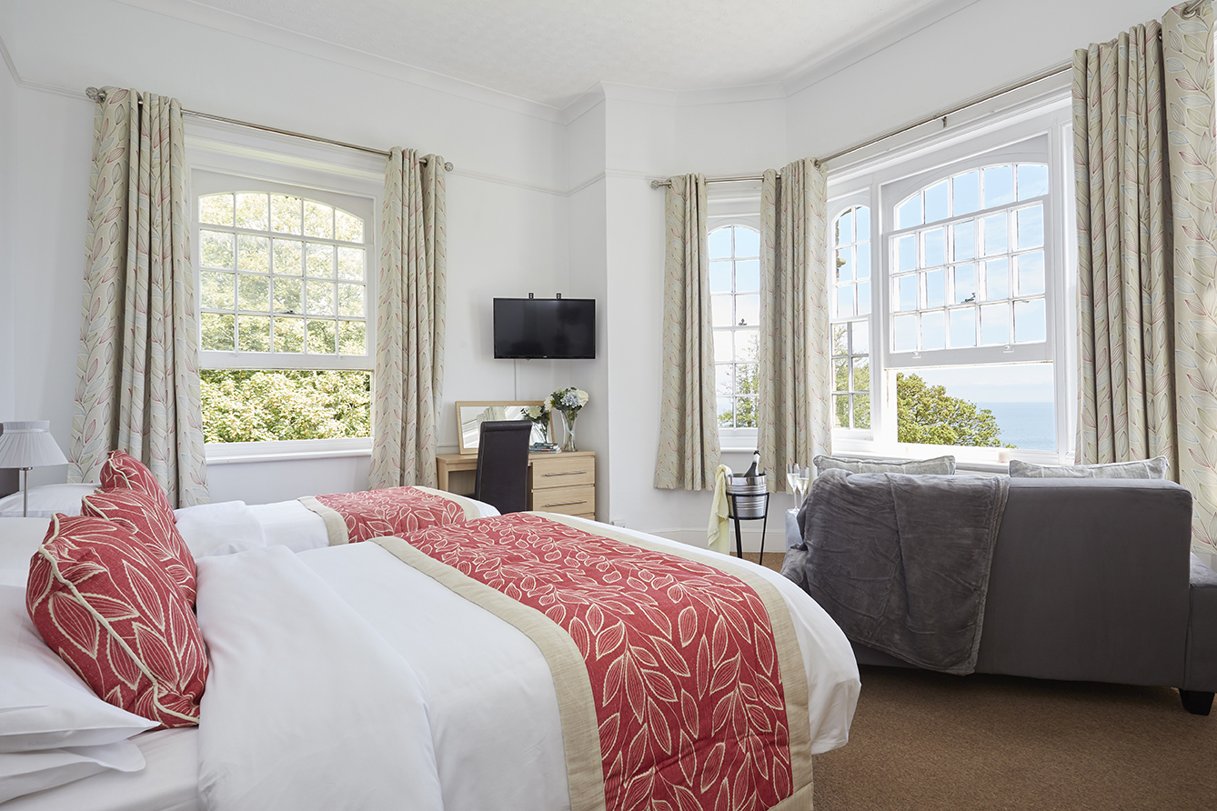 Sea View Bedrooms, Luccombe Manor Country House Hotel, Shanklin, Isle of Wight