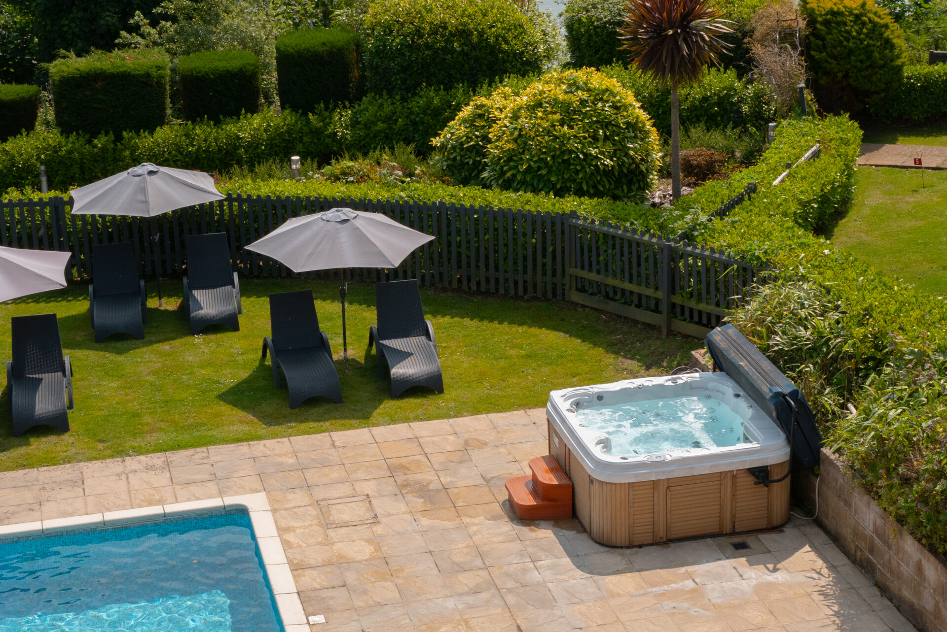 The hot tub and pool