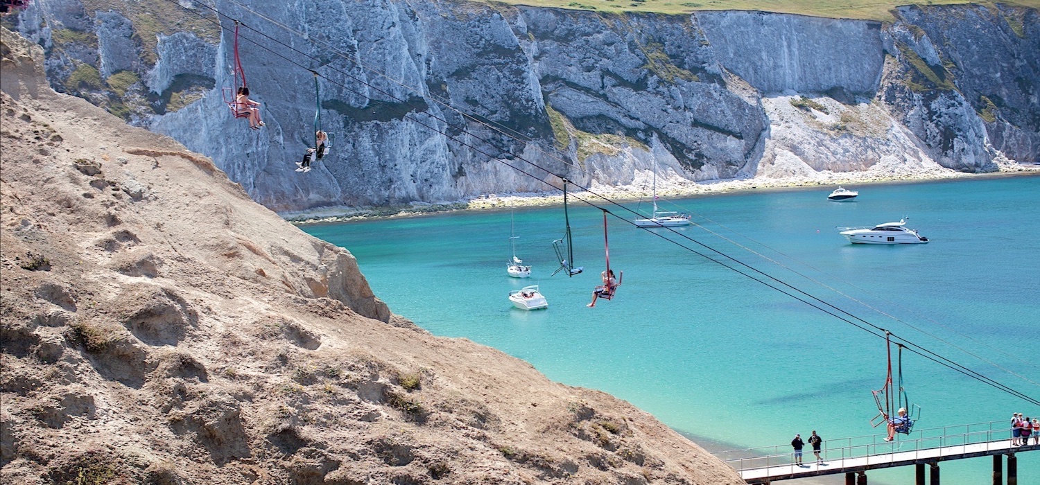 The Needles chairlift above Alum Bay, Isle of Wight